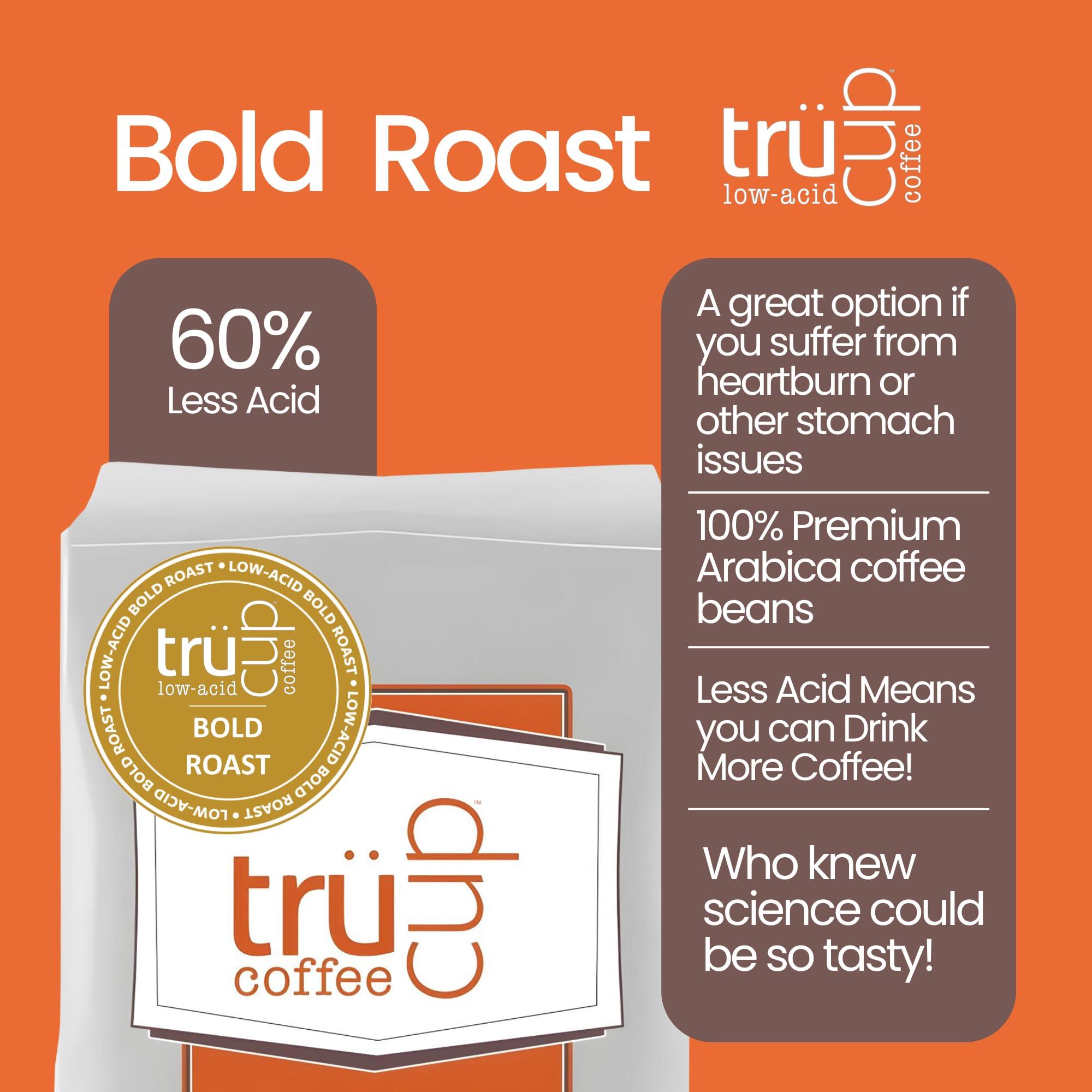 TRUCUP trcup Low-Acid Bold Roast Coffee (Whole Bean, 12 oz)