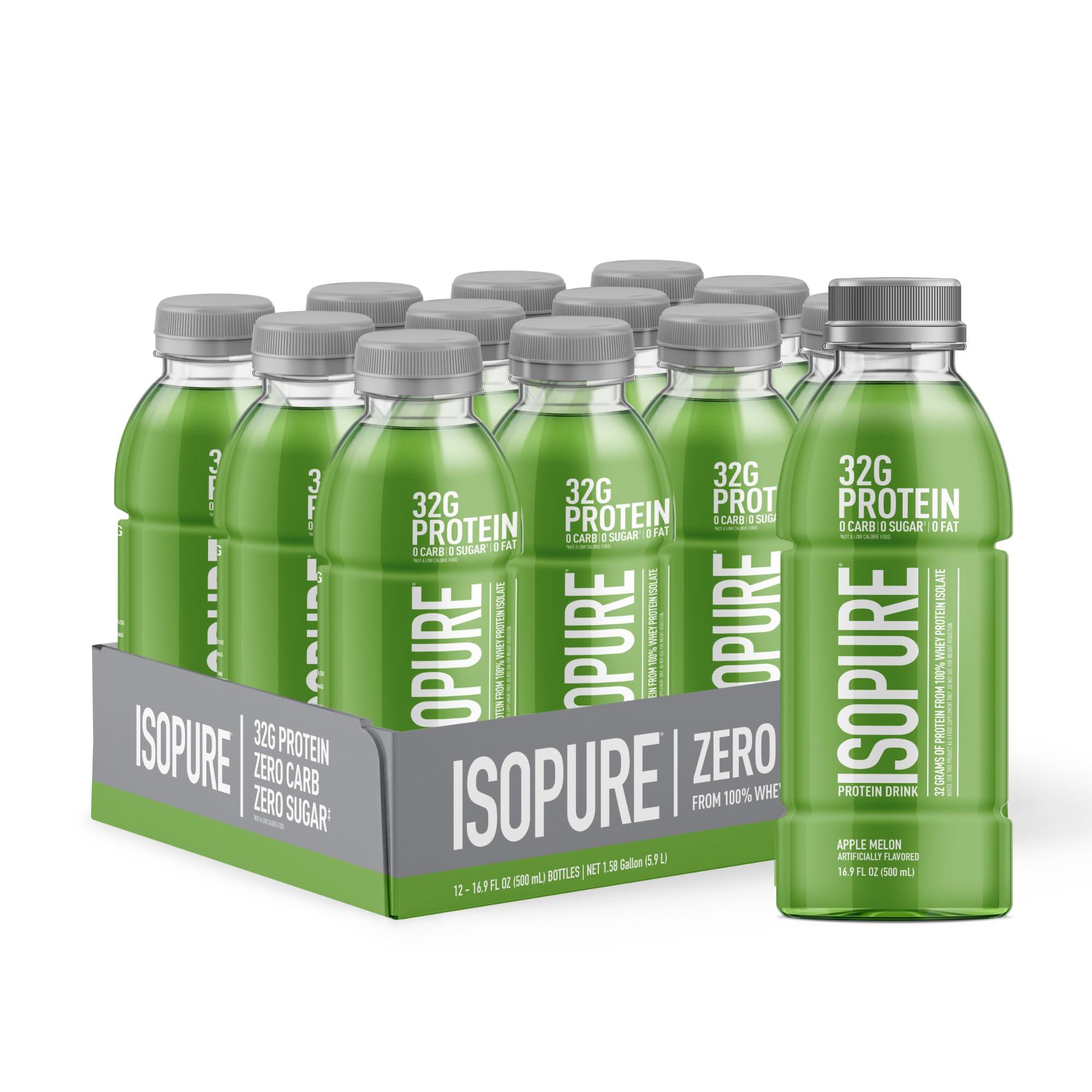 Isopure Isopure Zero Carb 32g Protein Ready-to-Drink, Whey Protein Isolate, Apple Melon, 16 Fl Oz (12 Bottles)