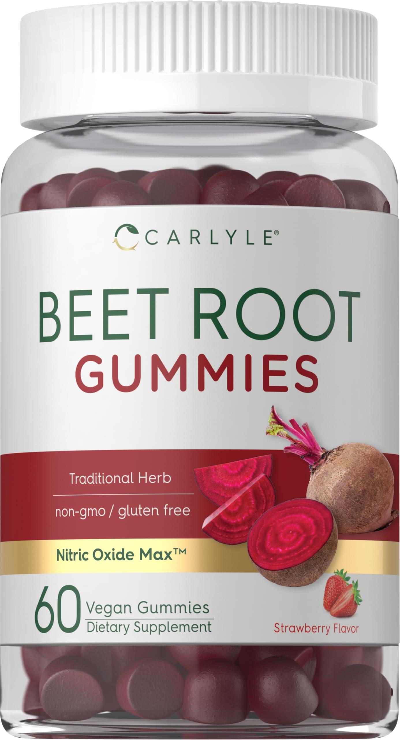 Carlyle Carlyle Beet Root Gummies | 60 Count | Vegan Strawberry Flavored Chewable Supplement | Non-GMO, Gluten Free