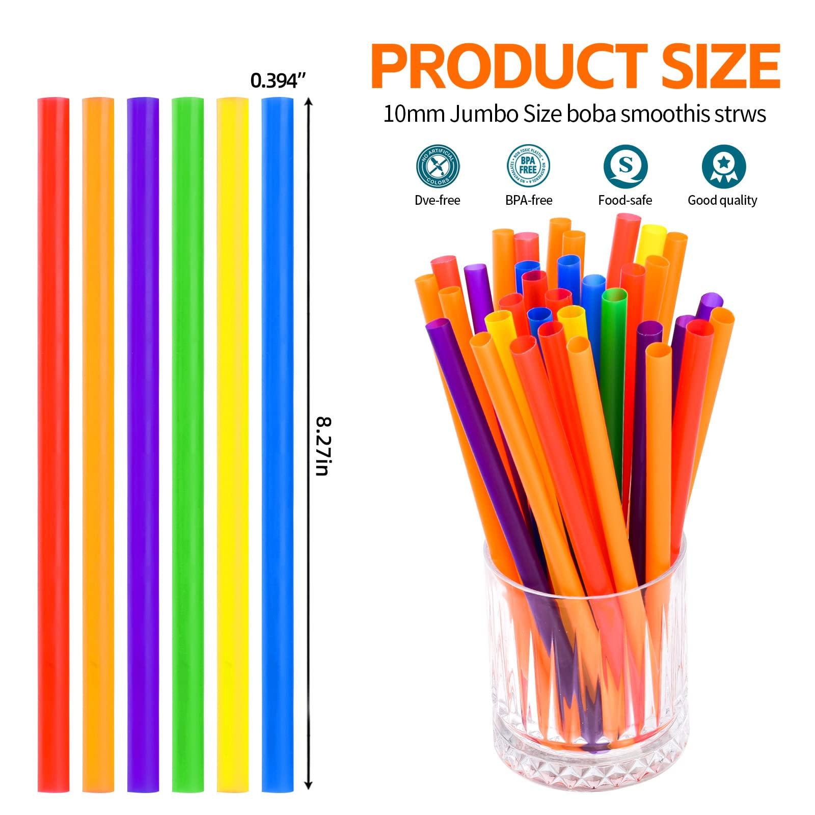 SONGNASS 100PCS Jumbo Smoothie Straws,(0.4\" Diameter X8.3\"Long) Colorful Disposable Plastic Large Wide-mouthed Straw
