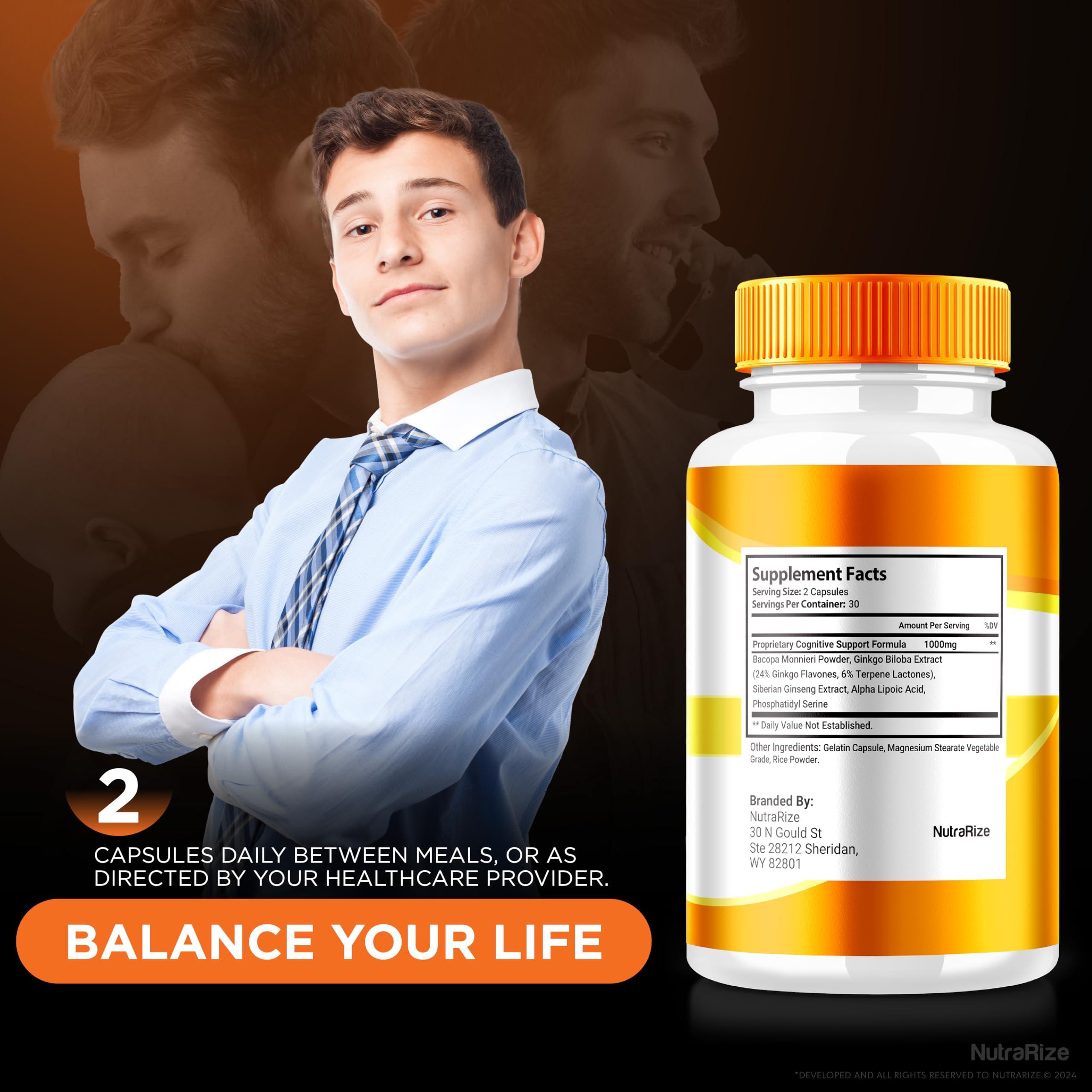 NutraRize (5 Pack) NervoCure Capsules, All Natural Formula for Cognitive Health & Wellness, Maximum Strength Supplement for Holistic Support, Brain-Boosting Pills Plus, Nervo Cure Reviews (300 Capsules)