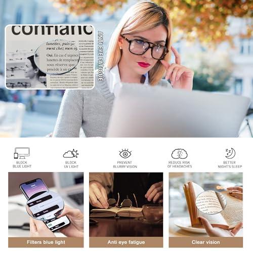 JM JM 3 Pack Oversized Aviator Reading Glasses for Women Men, Retro Square Blue Light Computer Readers +0.0