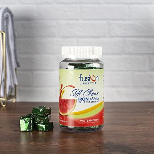 Fusion Lifestyle Fusion Lifestyle Iron Supplement for Women and Men, Watermelon Flavored Iron Soft Chew Plus Vitamin C for Iron Deficiency and Anemia, 1 Month Supply, 30 Count