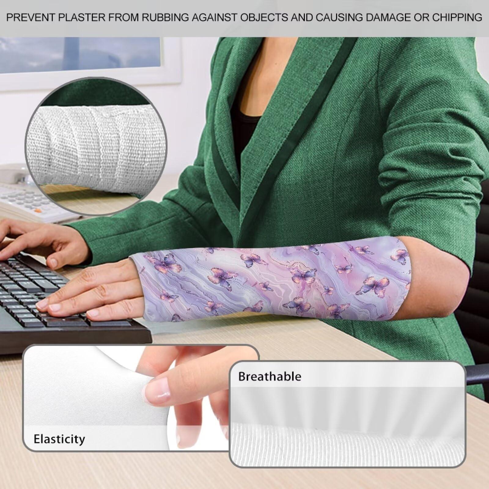 Gomyblomy Gomyblomy Purple Marble Arm Cast Cover Butterfly Pattern Cast Protector for Shower Adults Kids Arm Cast Sleeve for Women Girls Cast Cover Bandage Protector