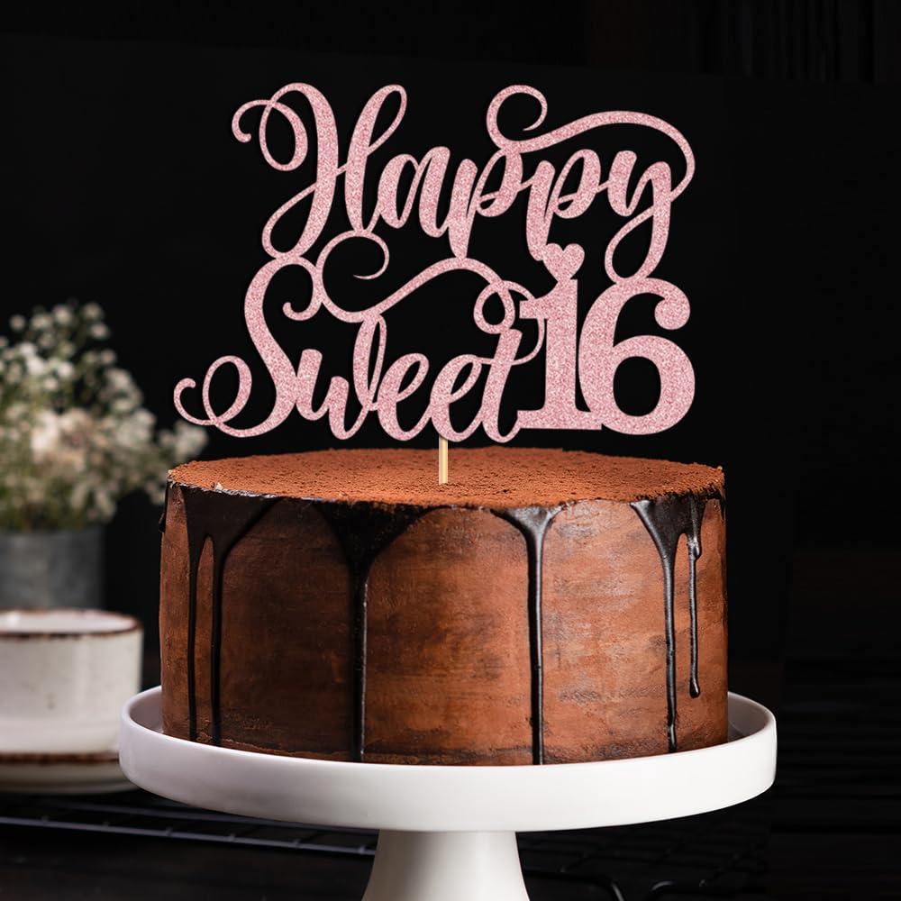 WRACKKIAR WRACKKIAR Sweet Sixteen Cake Topper-Happy 16th Birthday Cake Topper-Sweet 16 Cake Decorations Supplies