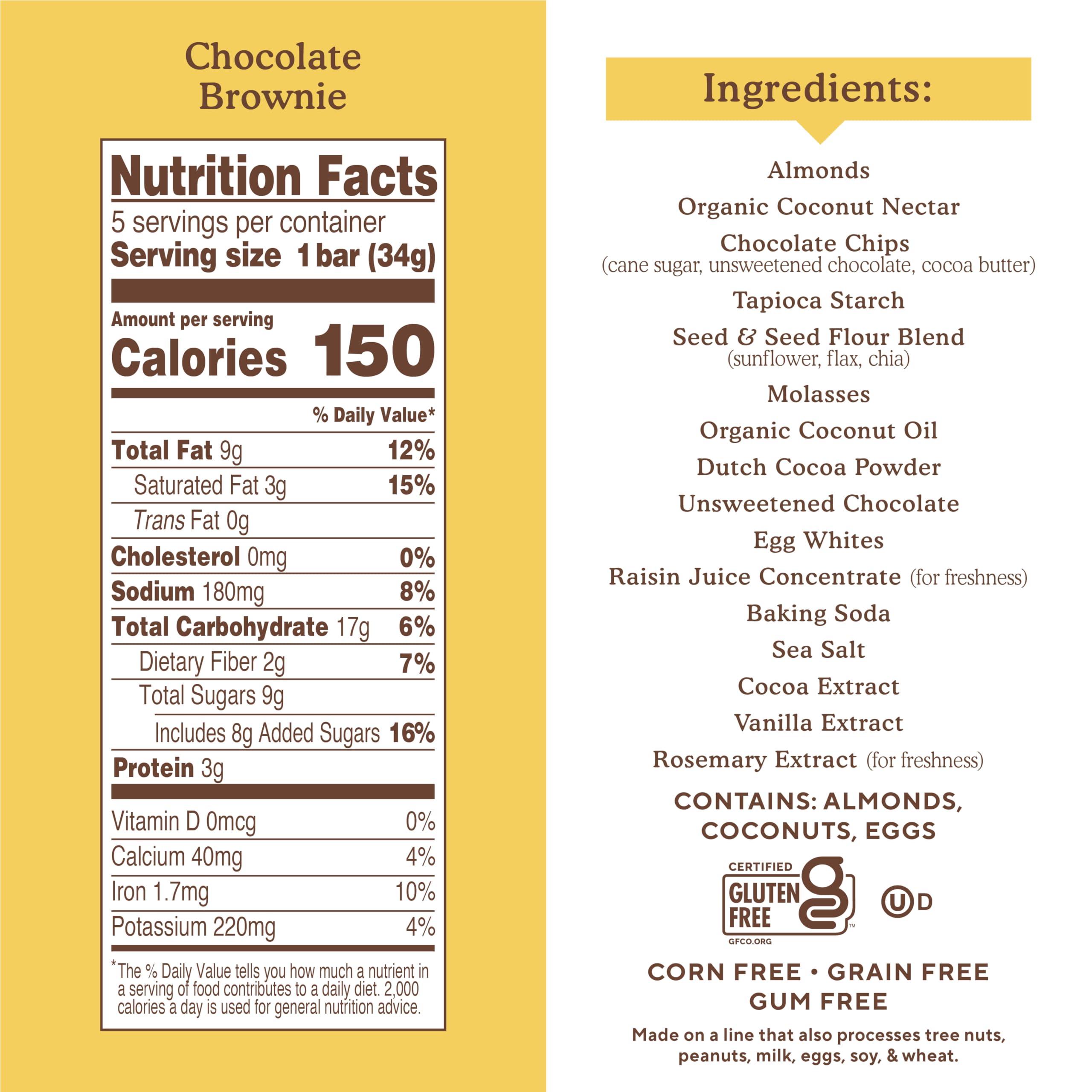 Simple Mills Simple Mills Almond Flour Snack Bars (Chocolate Brownie) with Organic Coconut Oil, Chia Seeds, Sunflower Seeds, and Flax Seeds, 6oz, 1 Count