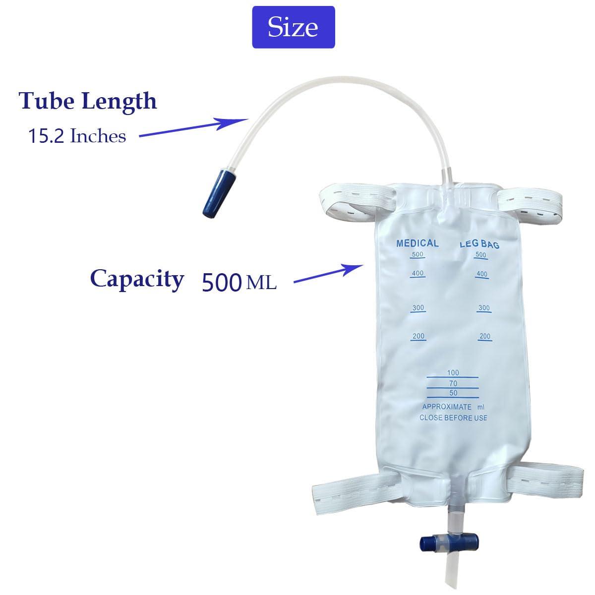 YEYSXSY 10 Pack Catheter Leg Bag Urinary Drainage Bag(500ML)