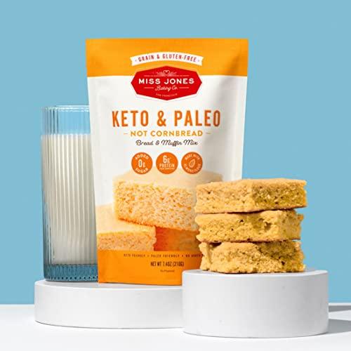Miss Jones Baking Miss Jones Baking Not Cornbread Muffin Mix - Almond Flour, Gluten Free, Low Carb, No Sugar Added, Naturally Sweetened Desserts & Treats - Keto, Diabetic, Atkins, WW, and Paleo Friendly (Pack of 2)