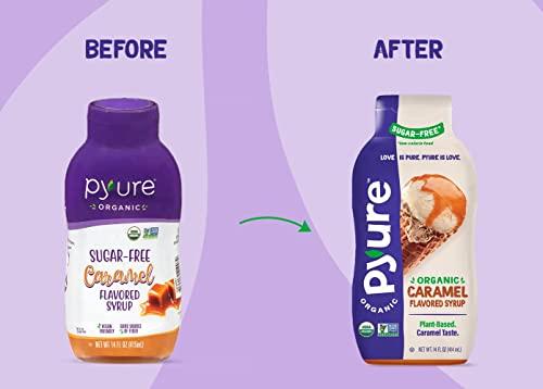 Pyure Pyure Organic Caramel Flavored Syrup, Zero Sugar, 1 Net Carb, Gluten-Free, Plant-Based for Vegan Keto Friendly Food, 14 Oz