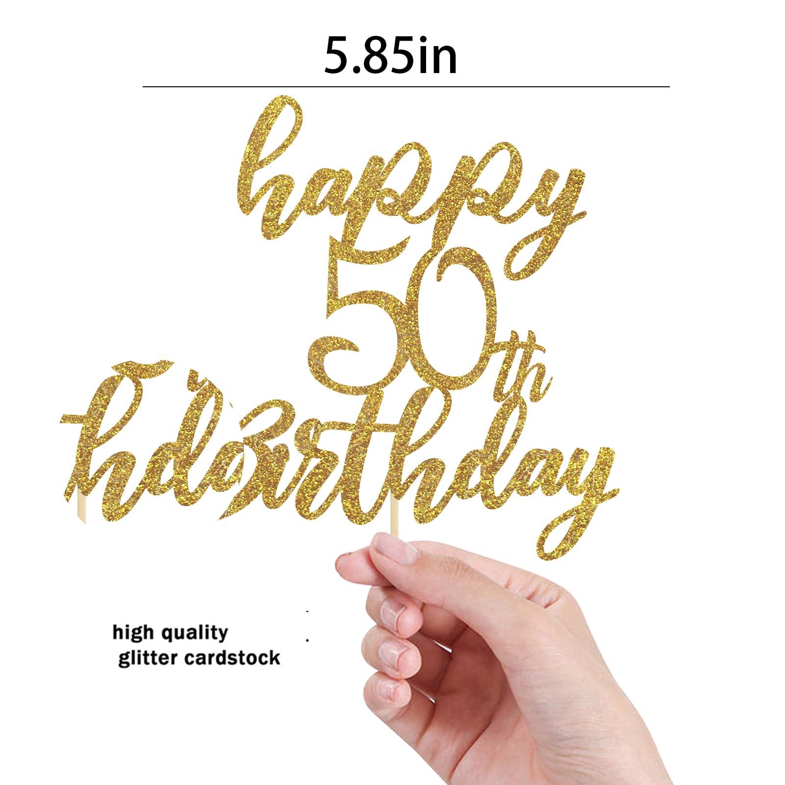 ZlZOXZECX Happy 50th Birthday Cake Topper Glitter 50 & Fabulous Cheers to 50 Years for 50th Birthday Theme Party Supplies Gold