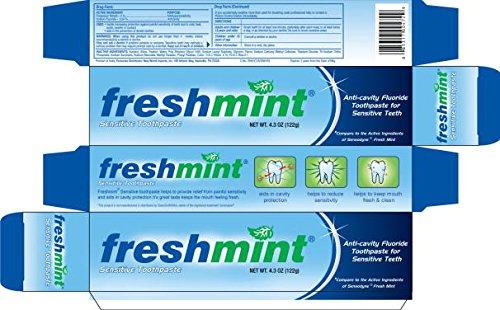 FRESHMINT Fresh Mint Sensitive Fluoride Anti-Cavity Toothpaste for Sensitive Teeth 4.3 Ounces (122g)