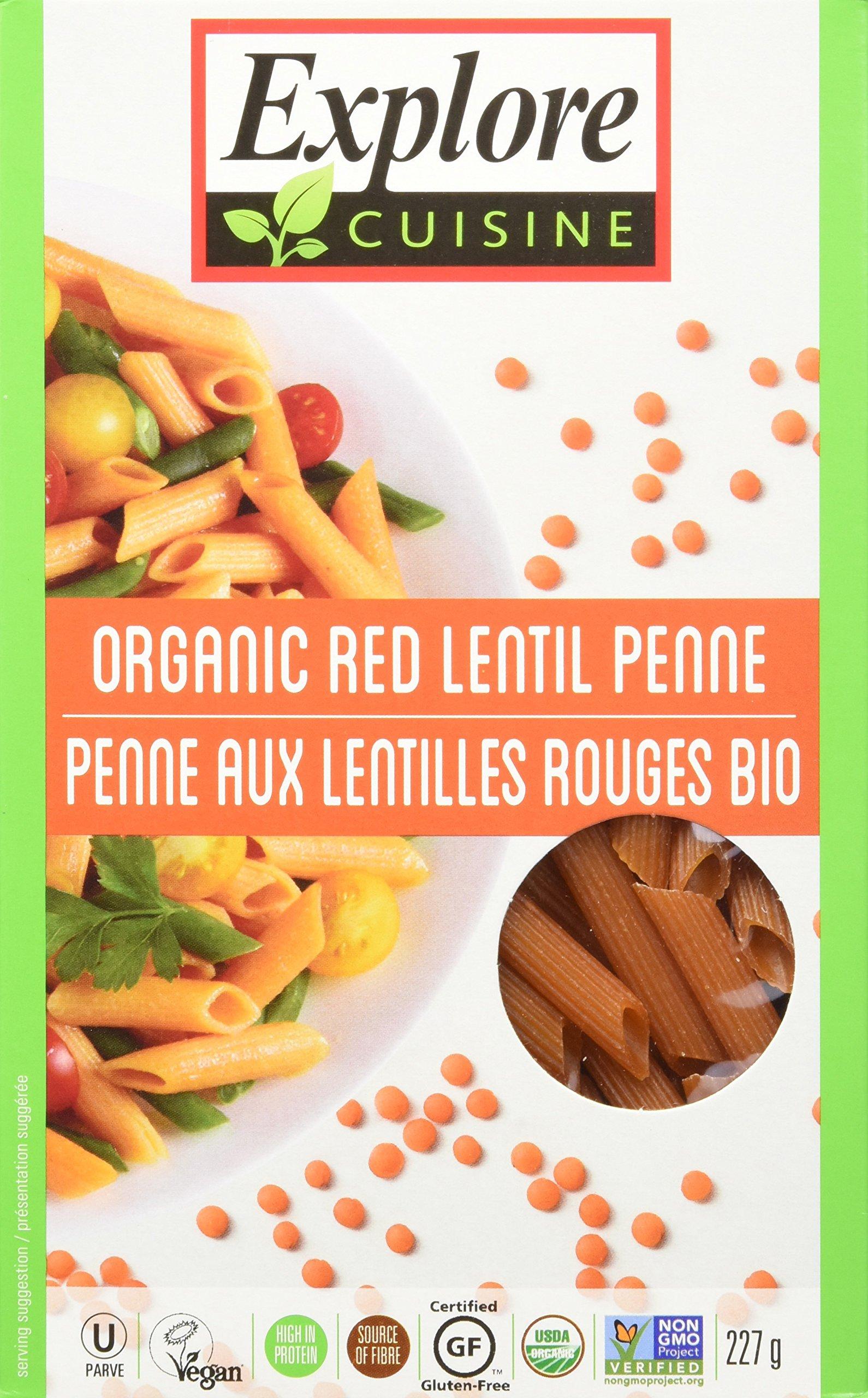 EXPLORE CUISINE Explore Cuisine Organic Red Lentil Penne Pasta, Non GMO, 8 Ounces (Pack Of 6)