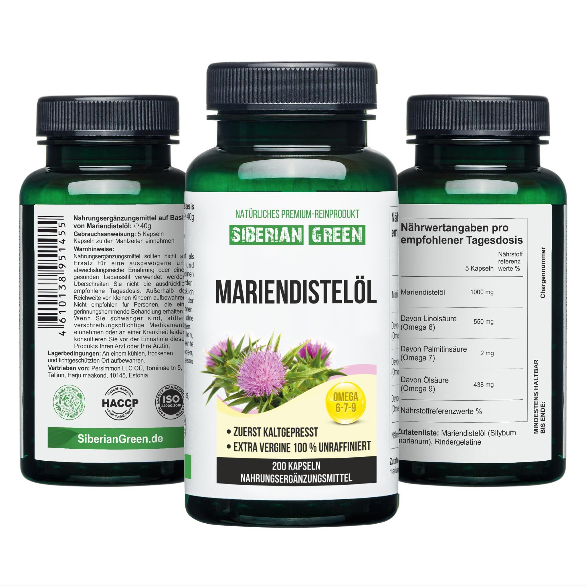 Siberian Green Siberian Green Milk Thistle Oil Capsules 200 Softgels Wild Harvested Siberia Altai Cold Pressed Unrefined