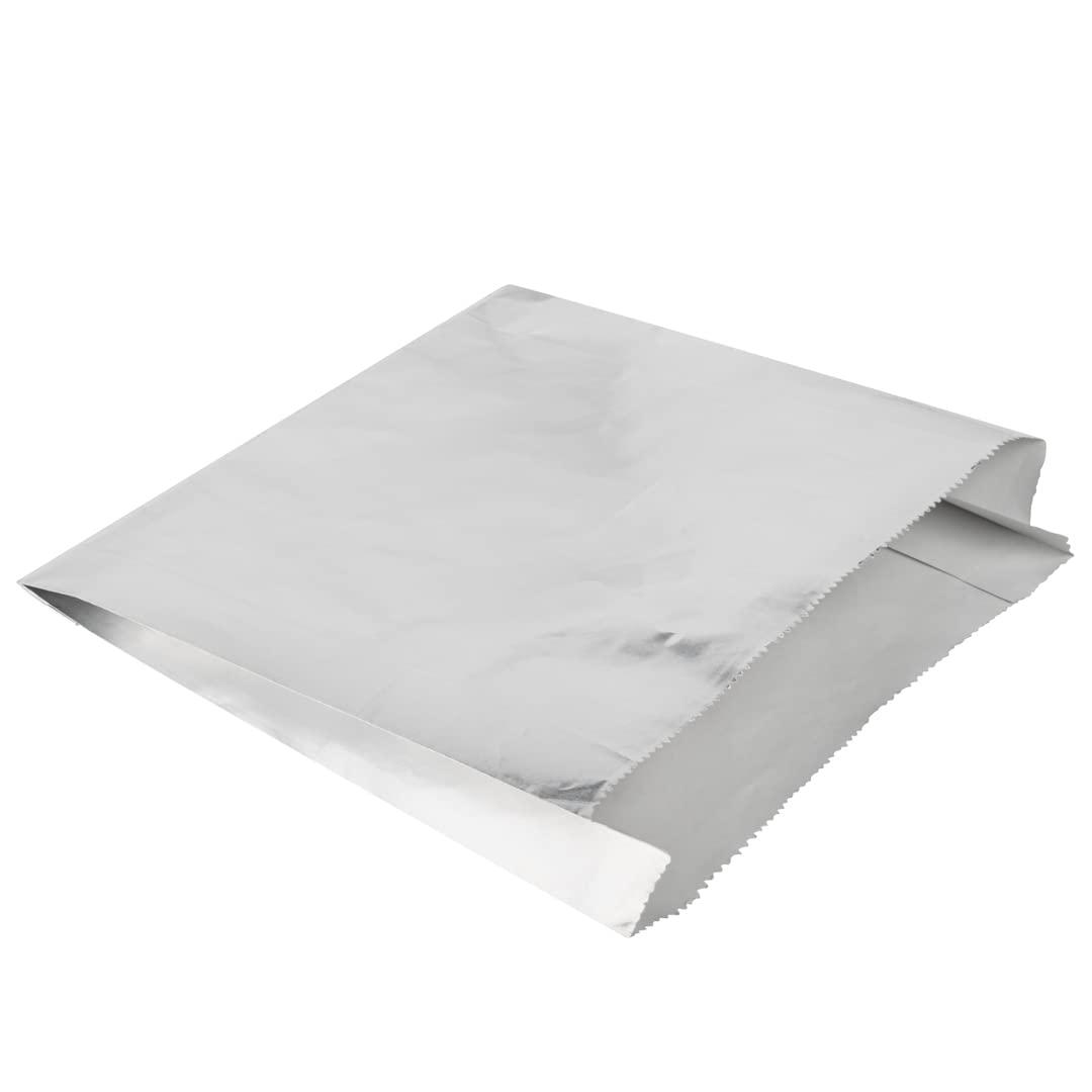 Restaurantware Restaurantware Bag Tek 7.9 x 1.7 x 7.9 Inch Foil Lined Bags 100 Greaseproof Foil Food Wrappers - Freezable Non-Vented Silver Foil Paper Hot Sandwich Bags Keeps Food Warm For Hot And Cold Foods