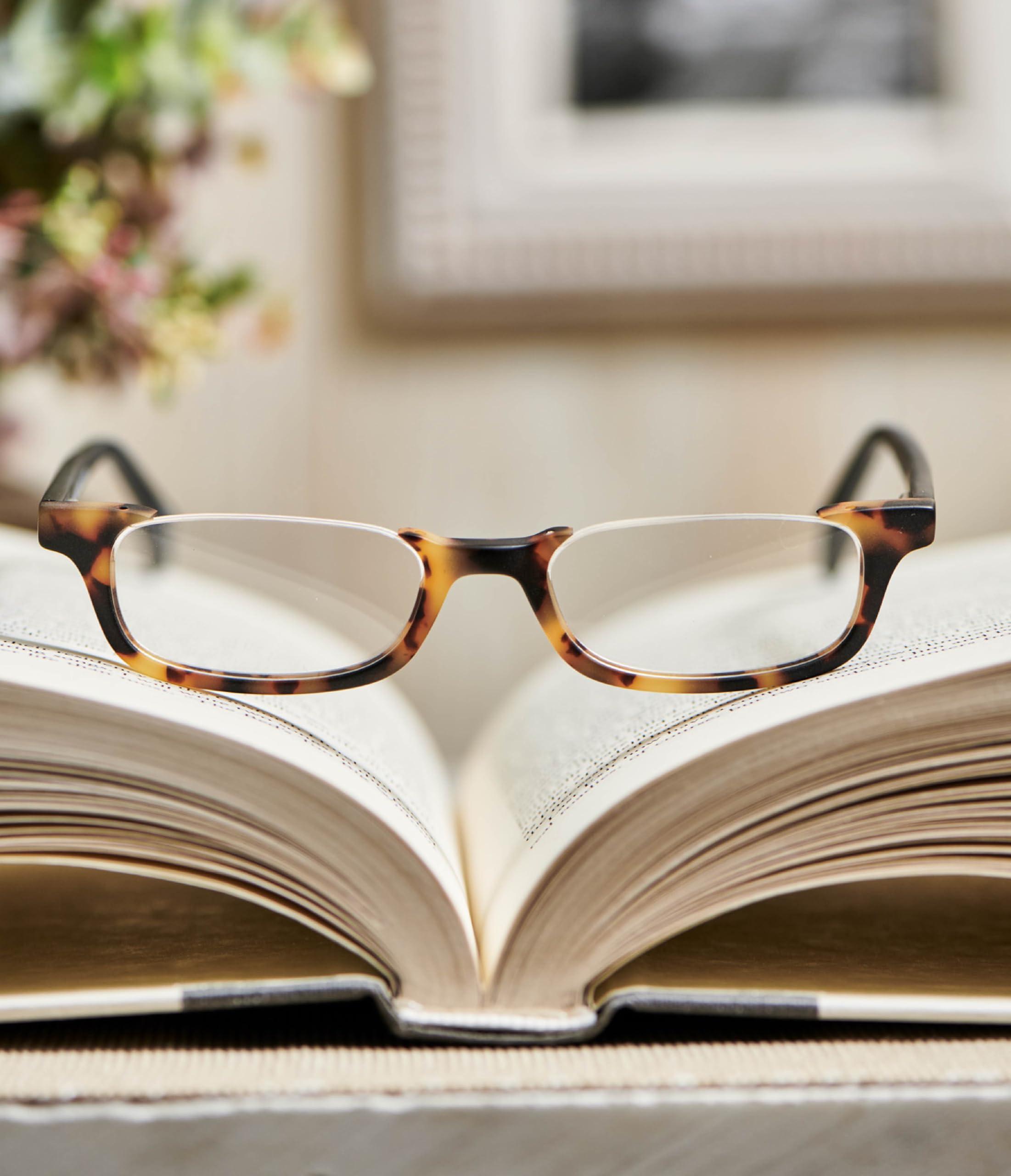 eyebobs eyebobs - What Inheritance? | Premium Reading Glasses for Men and Women | Half-Rim Frames for Average Faces, Green & Blush Layered Crystal with Pink Crystal, 1.25