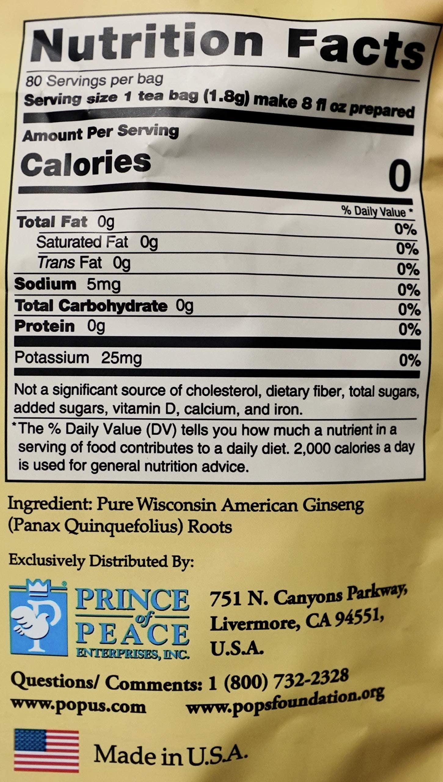 Prince Of Peace Prince of Peace 100% American Wisconsin Ginseng Root Tea, 80 Tea Bags
