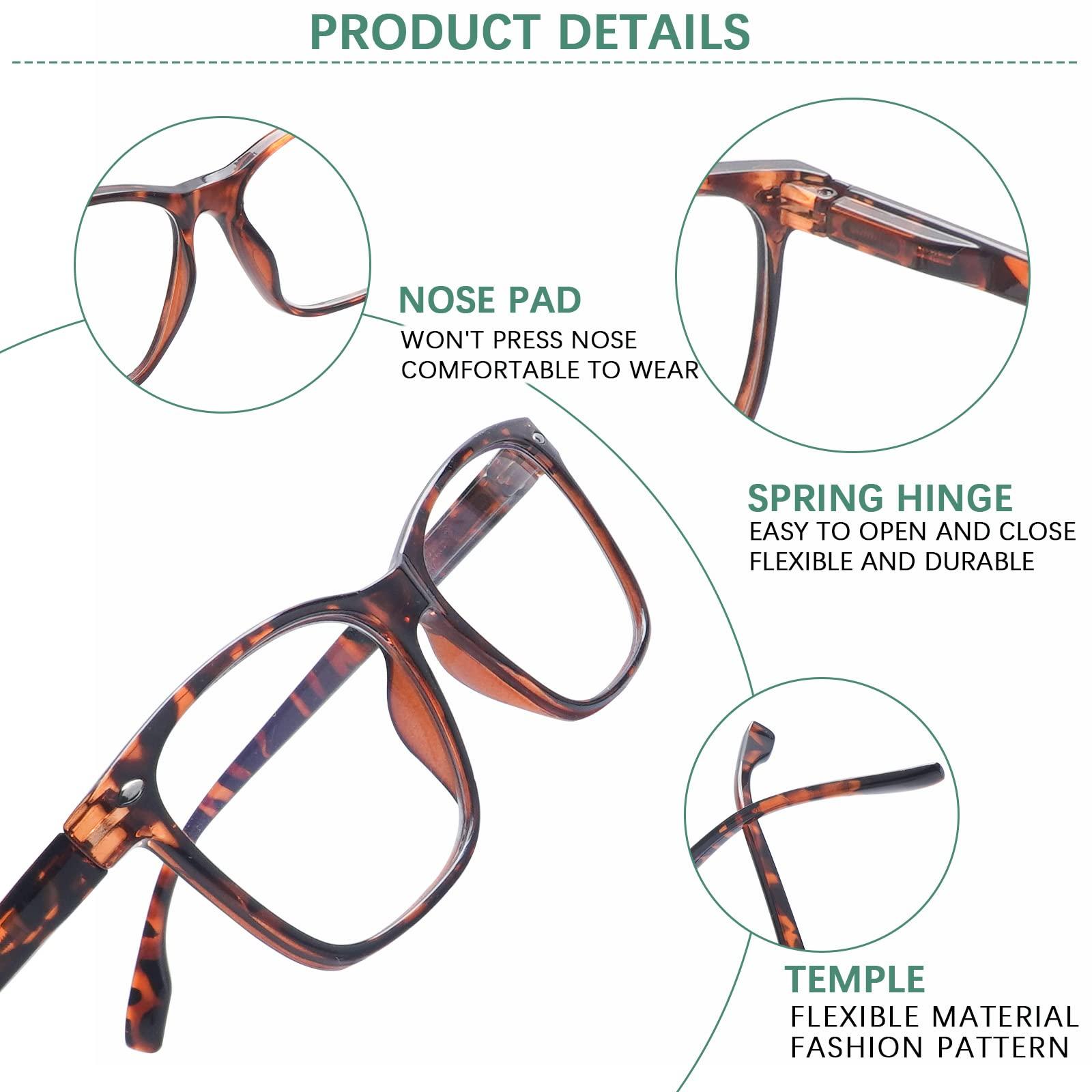 CLASAGA CLASAGA Progressive Multifocus Reading Glasses for Women, Blue Light Blocking Ladies Computer Readers with Spring Hinge (3 mix-1, 4, multiplier_x)