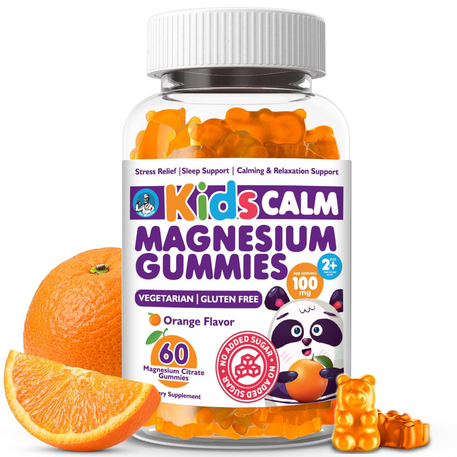 DR. MORITZ DR. MORITZ Sugar-Free Calm Magnesium Gummies for Kids and Adults - Non-GMO Kids Magnesium Gummies - Orange Flavor - 1-Pack (60 Count)