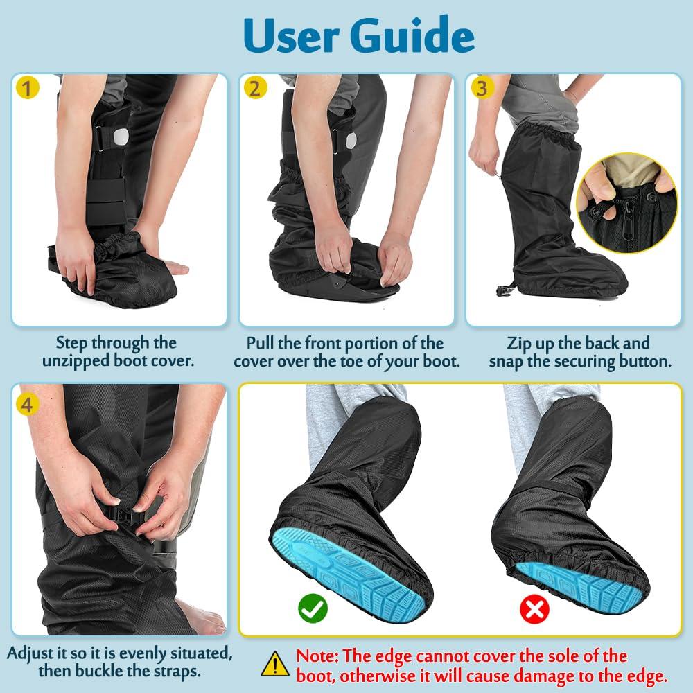 Mybow Mybow Walking Boot Cover, Orthopedic Boot for Broken Foot Injuries Cast Cover, Tall Medical Walking Boot Cover, Outdoor Cast Protector, Surgical Recovery Air Walker Boot Accessories (Black, 2PCS)