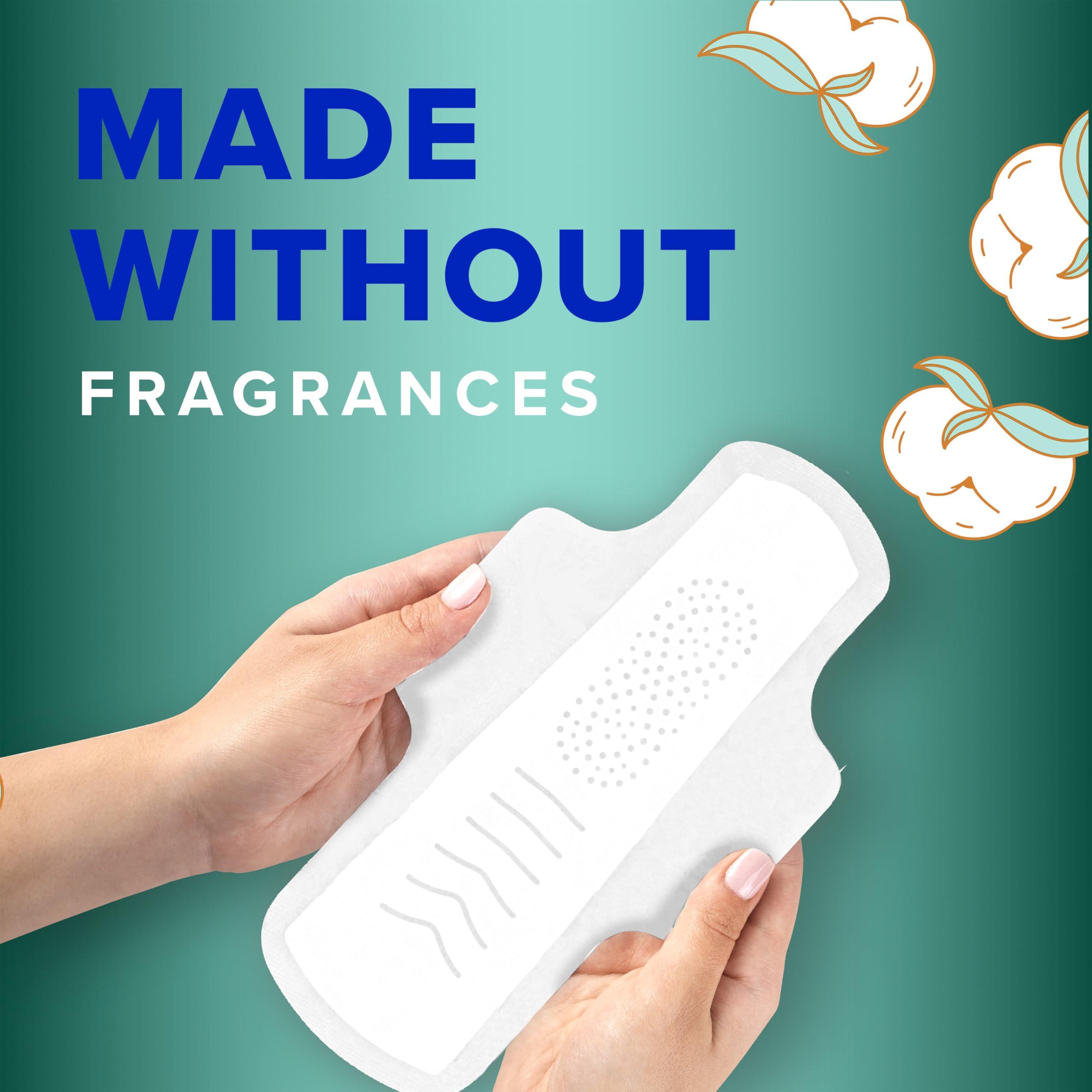 Always Always Pure Cotton, Feminine Pads for Women, Size 4 Overnight Absorbency, Multipack, with Flexfoam, with Wings, Unscented, 20 Count x 3 Packs (60 Count total)