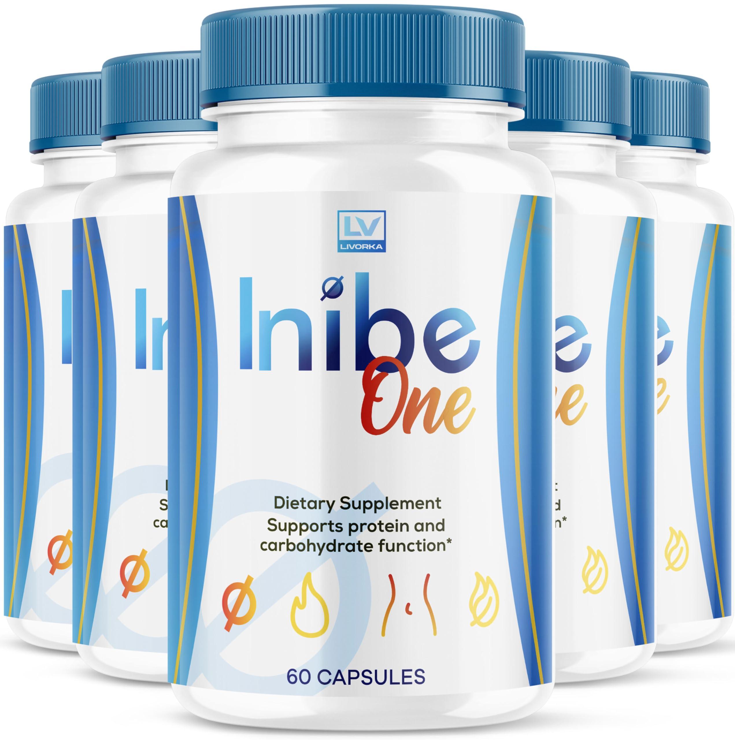 LIVORKA (5 Pack) Inibe One Capsules, Inibe One Pill, Inibe One Vitamins, Inibe One Formula, Inibe One Review, Inibe One Advanced Formula 300 Capsules for 5 Months