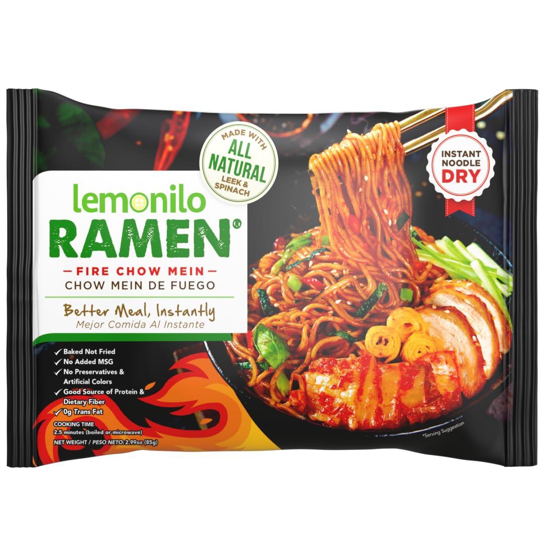 Lemonilo Lemonilo Ramen - Fire Chow Mein - Healthy Instant Ramen - Made with All-Natural Ingredients - Quick Meal Kit (2.99 Oz) - Single Pack