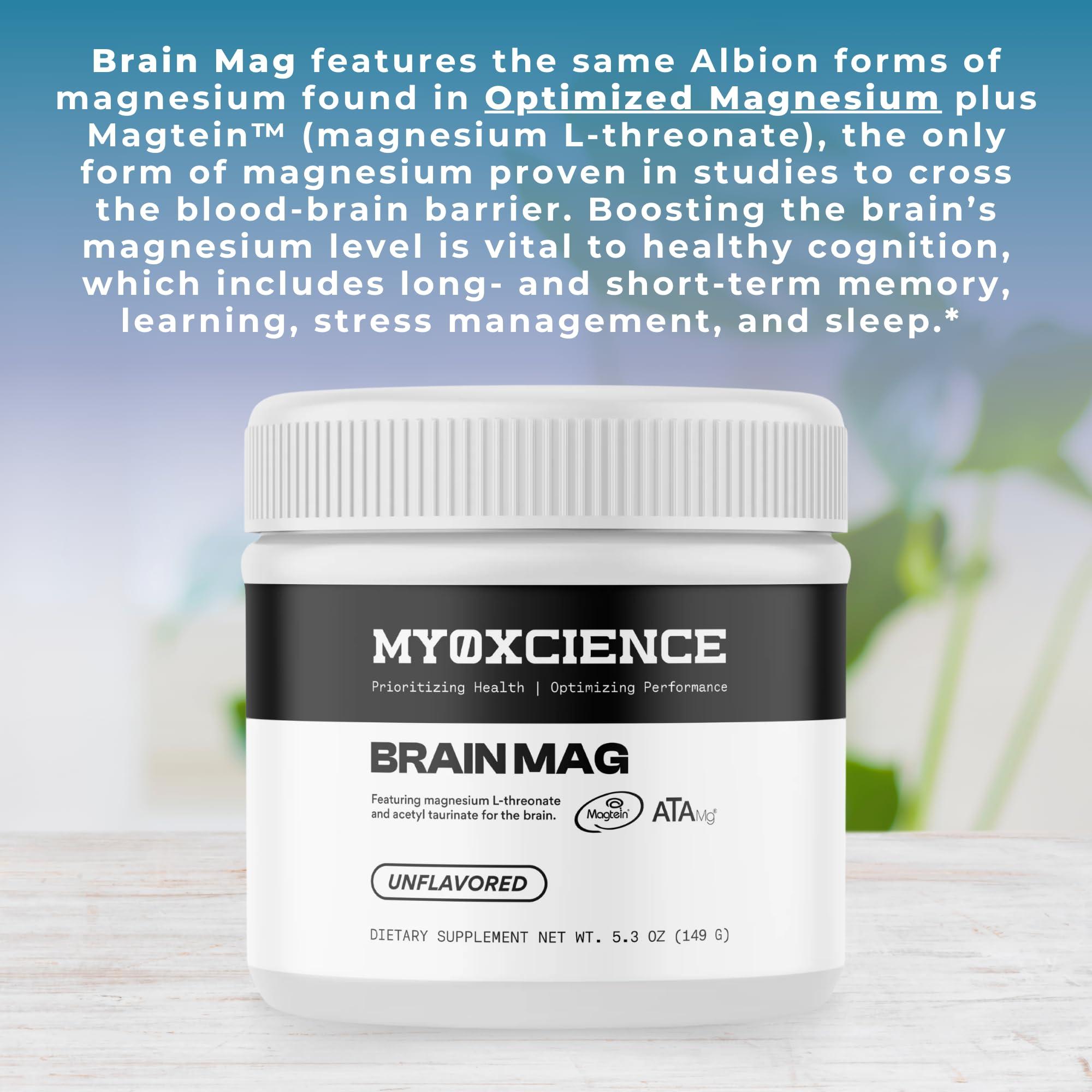 MYOXCIENCE Brain Mag Magnesium L-threonate Magtein & Magnesium glycinate Powder (Unflavored)