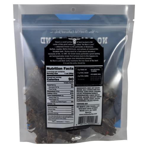 NO MANS LAND BEEF JERKY No Man’s Land BLACK PEPPER Beef Jerky High Protein Low Calorie Low Carb Beef Snack 6.0oz Bag