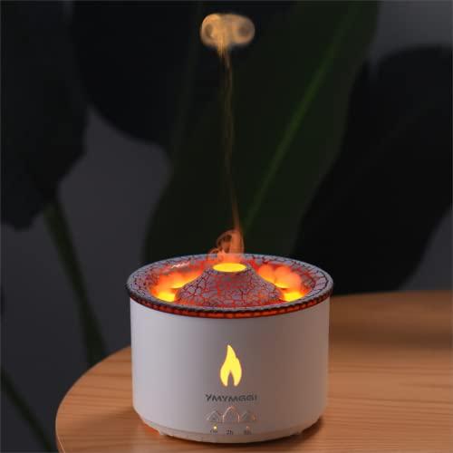 YMYMGGI YMYMGGI Volcano Diffuser Aromatherapy Oil Humidifier 2 Mist Mode Flame Humidifier,360ML Timer and Waterless Auto-Off Double Color with Remote Control for Home Office