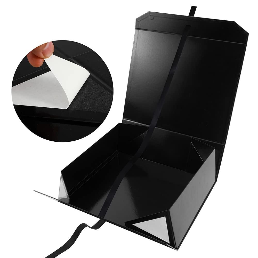 GoooodGift Extra Large Black Gift Box 19x16x6 Inches, Huge Gift Box with Ribbon, Large Gift Box with Lid Magnetic Closure, Groomsman Proposal Box, Gift Boxes for Wedding Dress (Glossy Black)