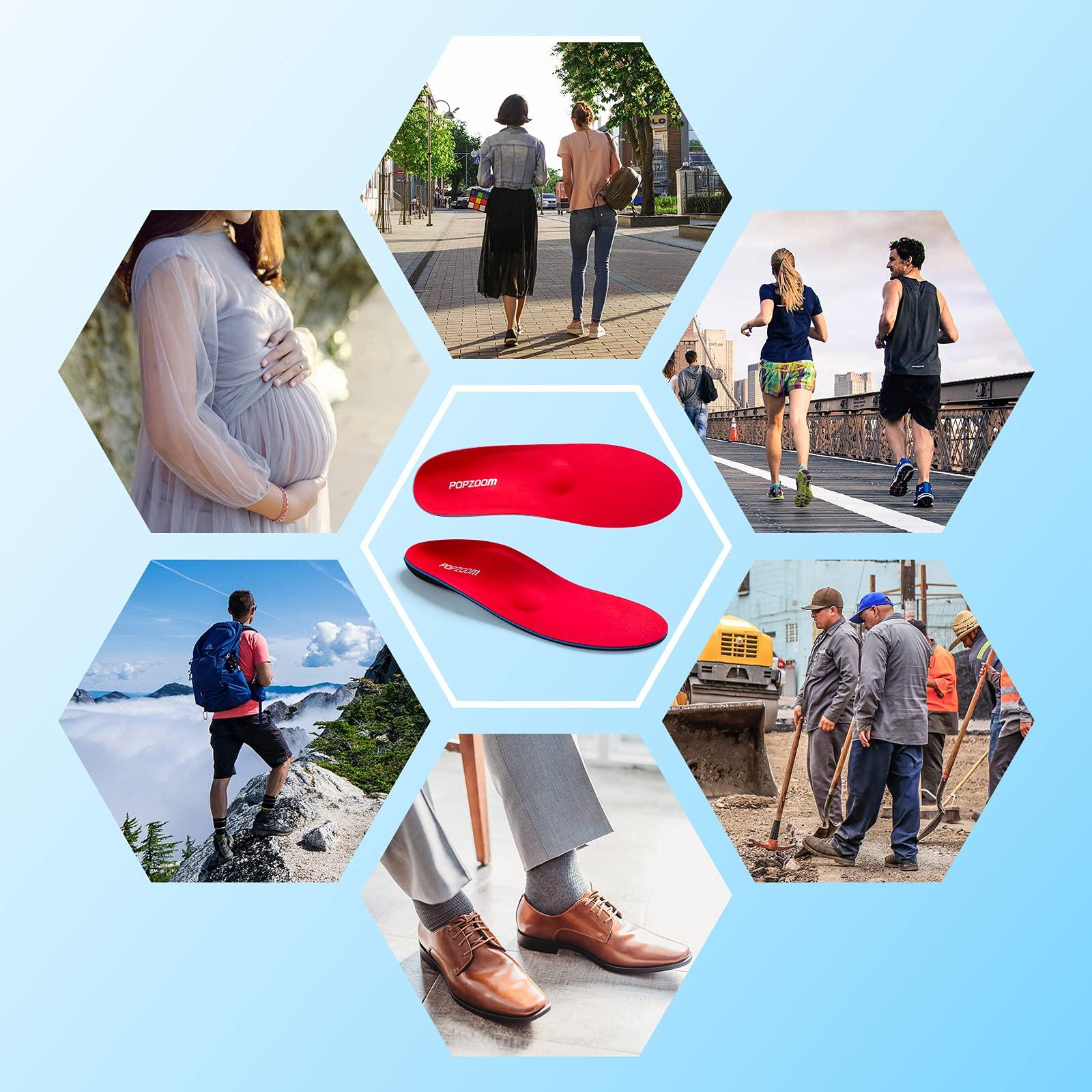 Popzoom Popzoom Arch Support Flat Feet Insoles - Orthotic Shoe Inserts, 3cm, Red, Unisex