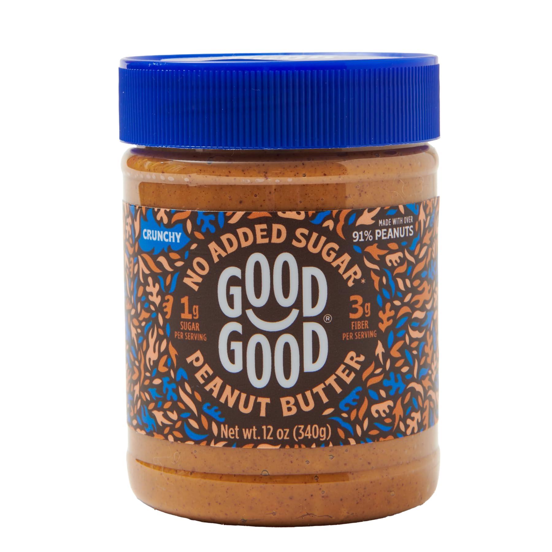 Good Good GOOD GOOD Crunchy Peanut Butter Keto Friendly - Low Carb & No Added Sugars - Vegan - No Palm Oil or Preservatives - Non-GMO - 12 oz / 340g (Pack of 1)