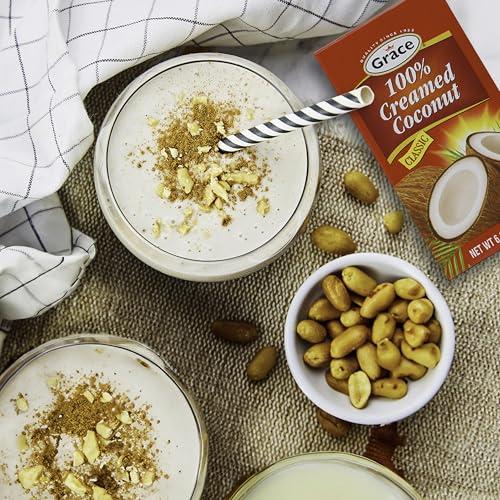 Grace Grace Pure Creamed Coconut 6 oz - 2 Pack Jamaican Coconut Paste - Richer Flavor Alternative to Coconut Cream Canned - Real Cream of Coconut - Crema de Coco - No Gums, No Preservatives & No Added Water