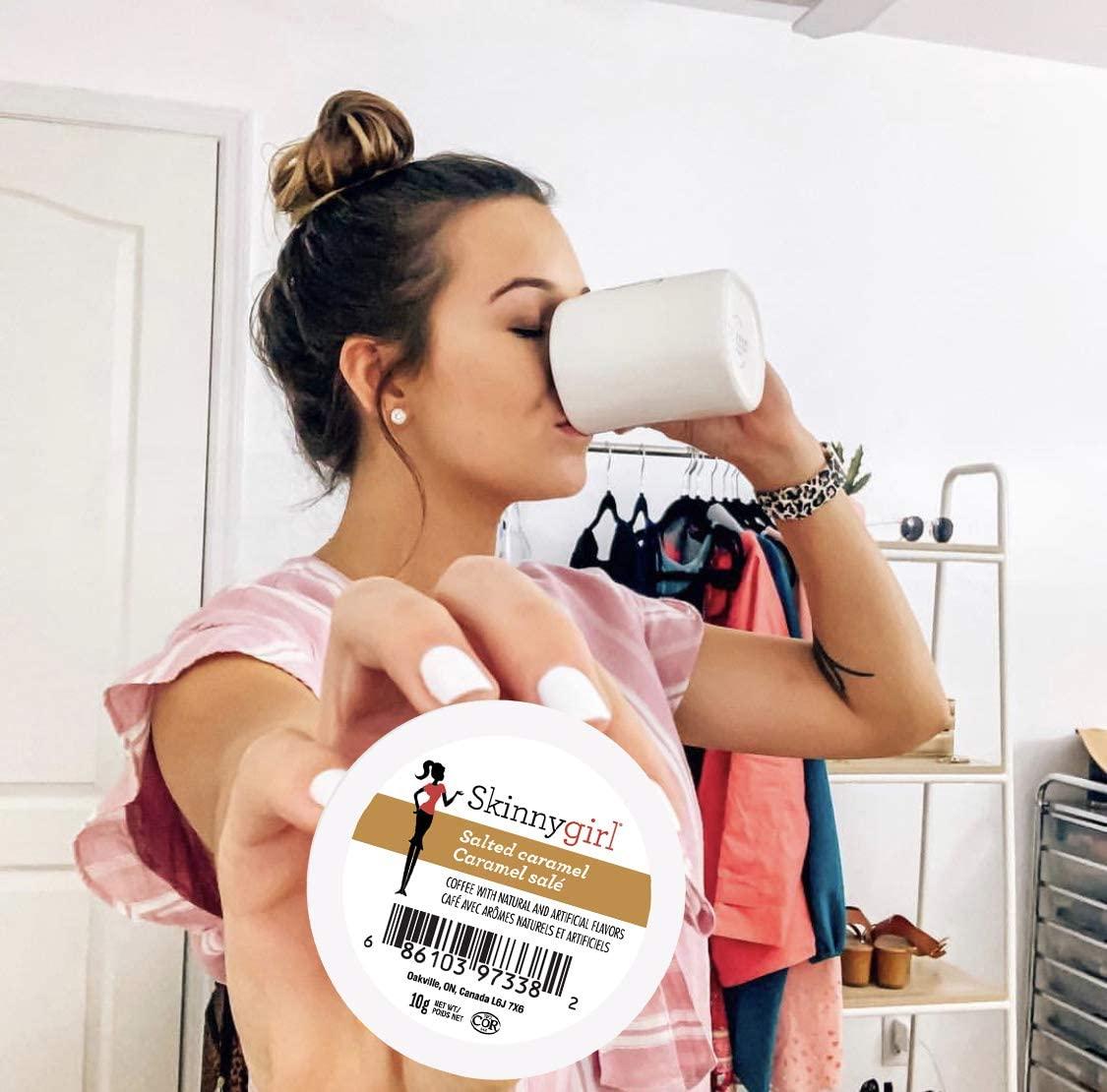 Skinnygirl Skinnygirl Flavored Coffee Pods, Salted Caramel, Medium Roast Coffee in Single Serve Pods for Keurig K Cups Brewers, 24 Count Per Box, 2 Boxes