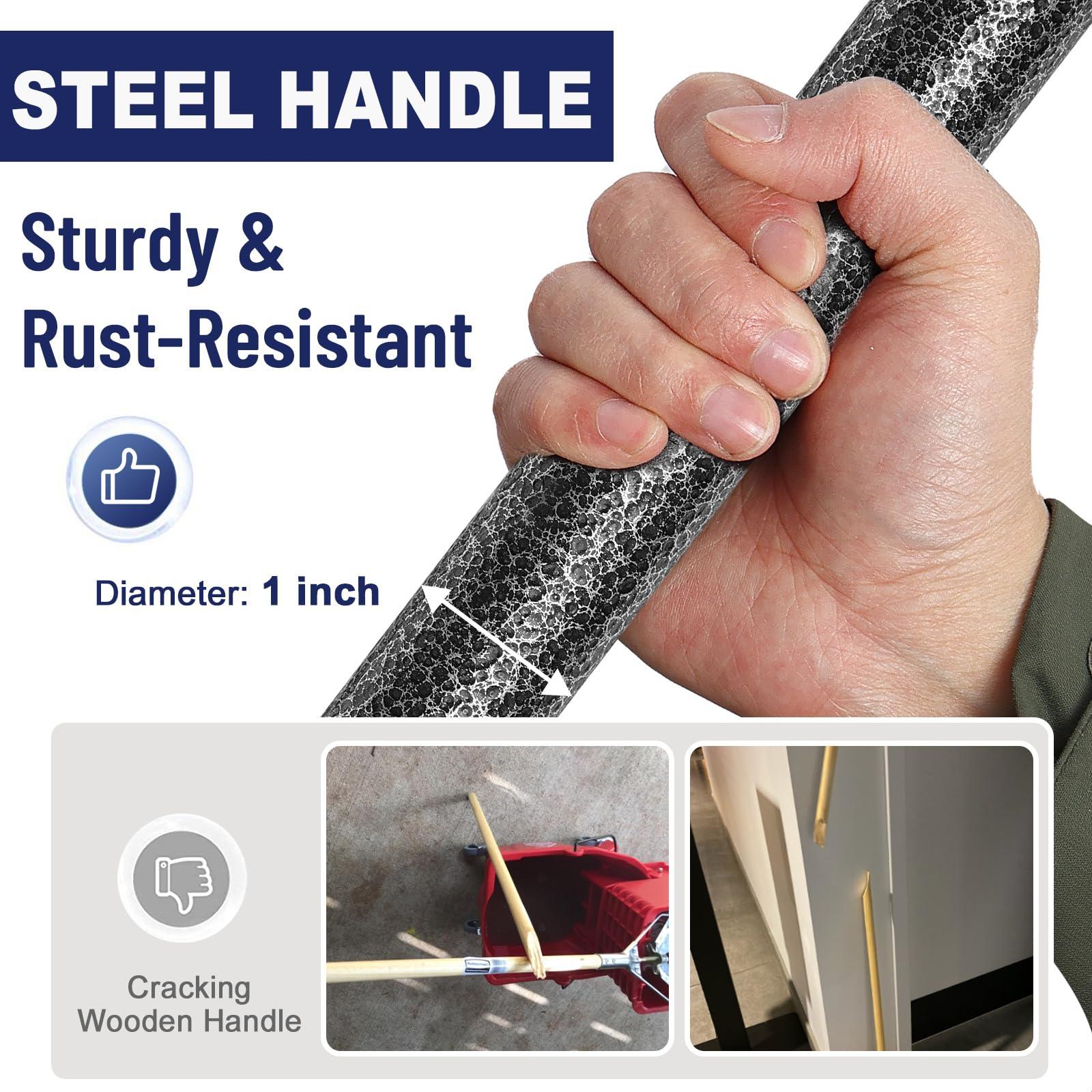 COCONUT COCONUT Mop Handle Commercial Heavy Duty, 60 inch Mop Stick Replacement Metal Adjustable Mop Pole for Industrial Household Floor Cleaning, 2 Pack