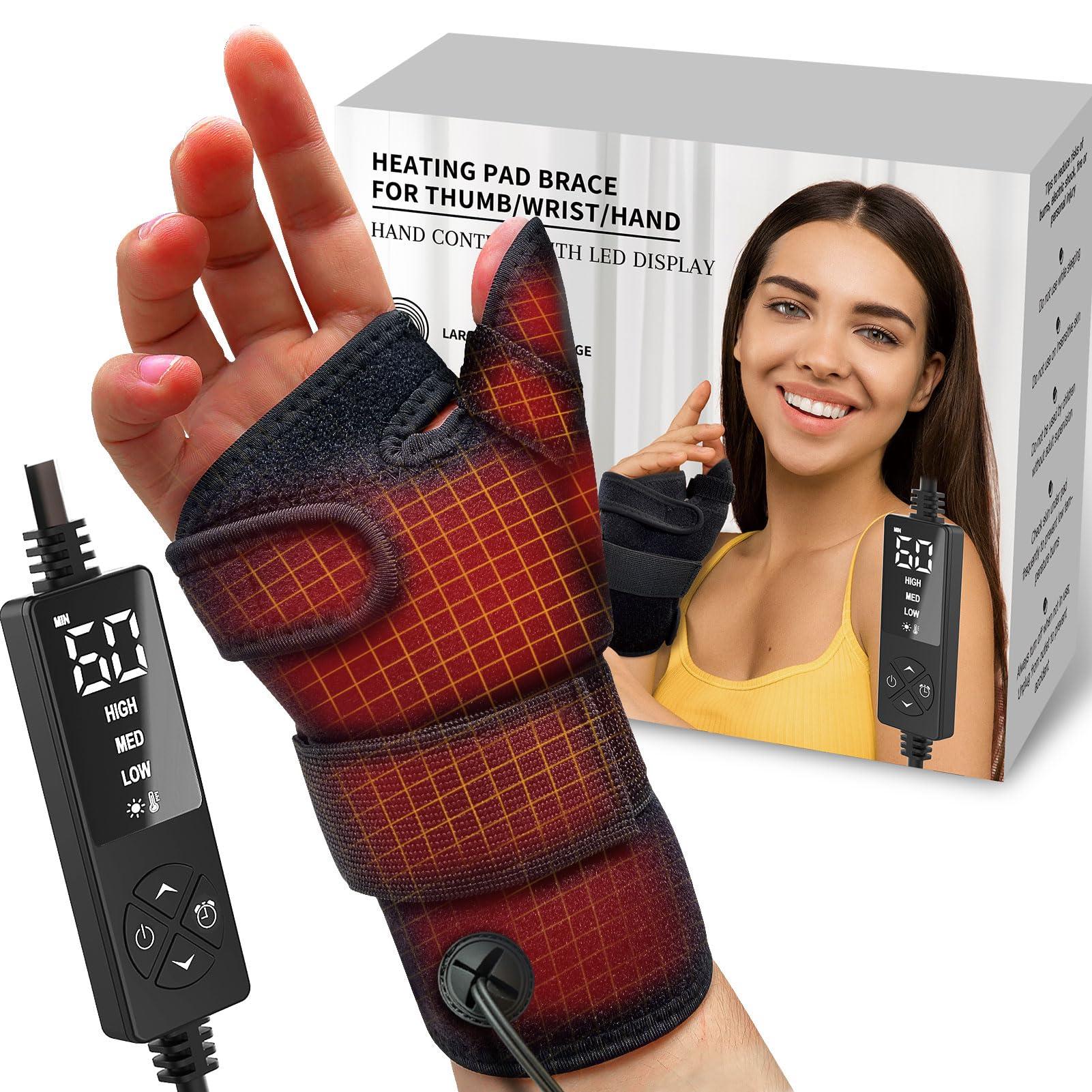 ELEKHEAL ELEKHEAL Electric Thumb & Wrist Heating Pad for Hand Arthritis with 3 Heat & 5 Timer Settings, Heated Wrist Wrap for Carpal Tunnel Syndromes, Tendonitis, Hand Pain Relief - Left/Right Hand (S/M)