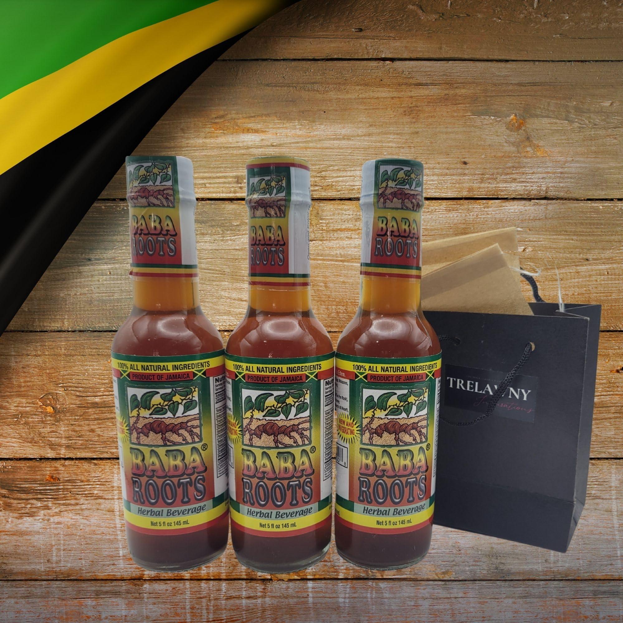 Trelawny Inspirations Jamaican Baba Roots Herbal Tonic-3 Pack(w/Restorative Tea from Trelawny Inspirations)- 100% Natural Roots- Jamaican Tonic- Chainy Root, Sarsaparilla,Tan Pon Rock,Strong Back, Raw Moon,Medina- Jamaican Baba Roots, Jamaican Roots Wine