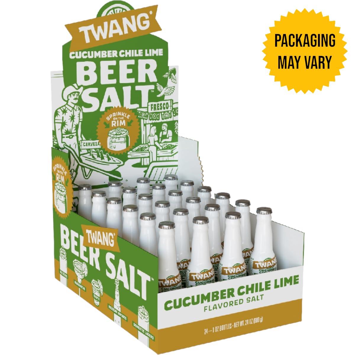 Twang Twang Flavored Beer Salt, Cucumber Chili Lime, 1 Ounce Mini Bottles (24 Count Display Pack)