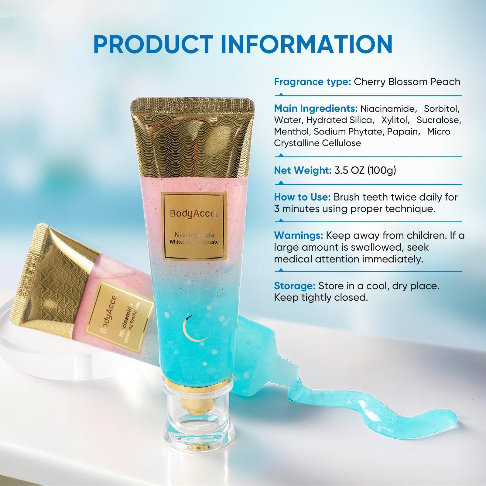 BodyAccel BodyAccel Niacinamide Whitening Toothpaste, BodyAccel Toothpaste, Niacinamide Intensive Whitening Toothpaste, Niacinamide Toothpaste, Stain Removal Toothpaste Natural, Fresh Breath (1)