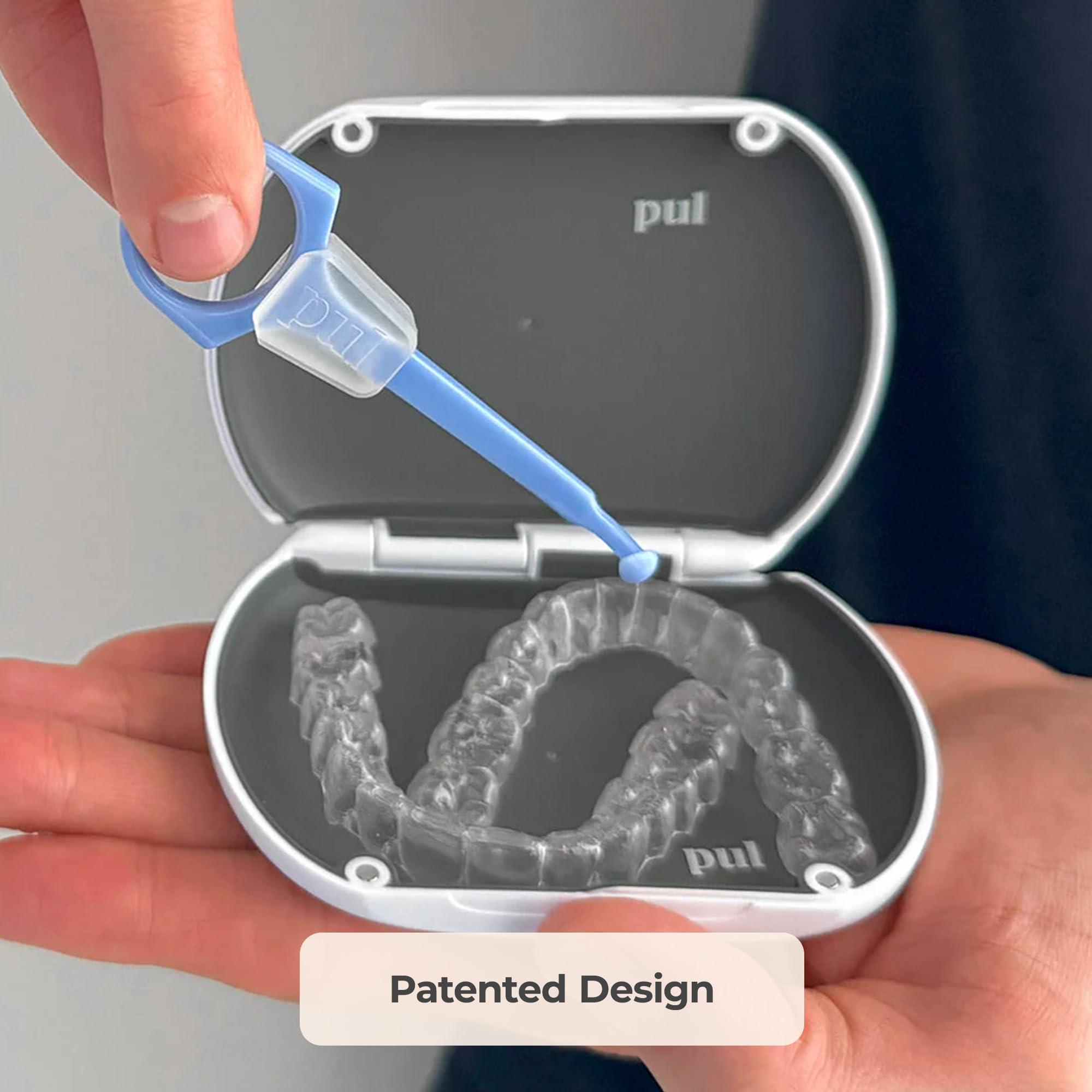 The Pultool PUL Clear Aligner & Retainer Case Compatible with Invisalign, Pul Tool, Retainers, Dentures, Mouthguards, Nightguards, & Floss Picks - Secure Magnetic Closure for Slim, Sleek Durable Design (Gray)