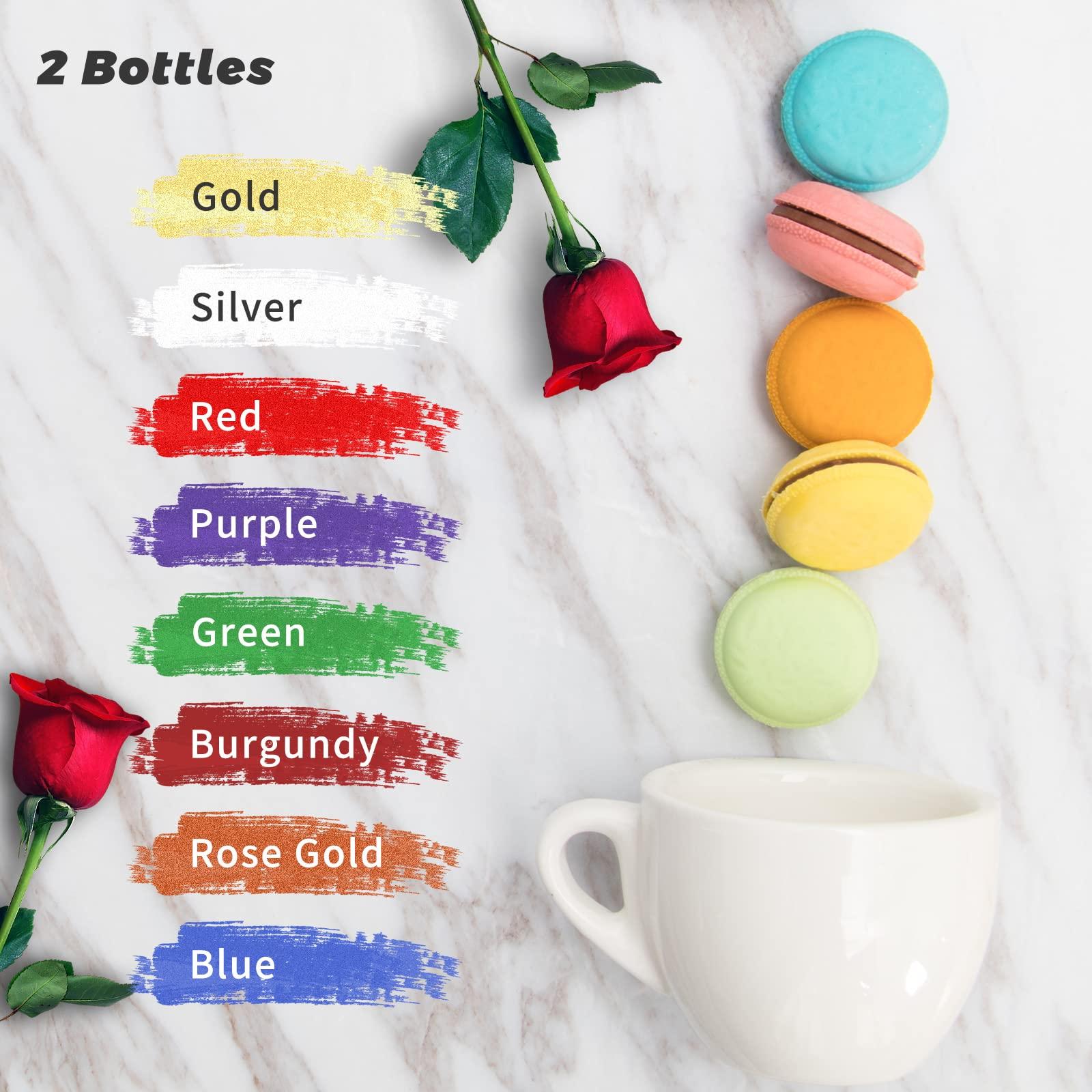 SIMEKKO Edible Glitter Burgundy Dust for Drinks: SIMEKKO Luster Dust Edible Suit for Wine,Cocktails, Champagne, Drinks & Beverages. Luster Dust Edible for Baking Cake Decoration(2bottles, 4gram each bottle)