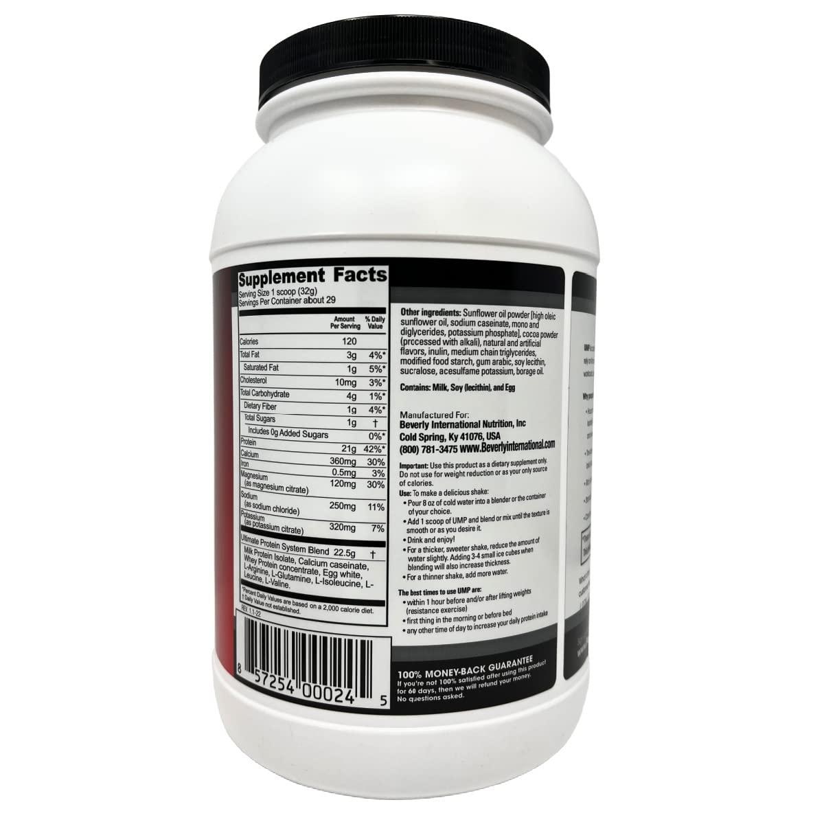 Beverly International Beverly International UMP Protein Powder, Rocky Road. Unique Whey-Casein Ratio Builds Lean Muscle. Easy to Digest. No Bloat. (32.8 oz) 2lb .8 oz