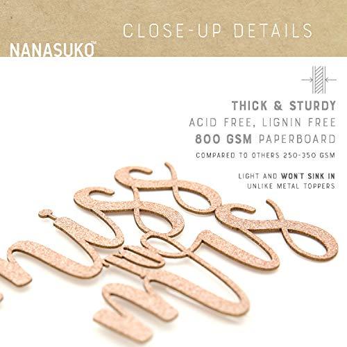 NANASUKO NANASUKO Bachelorette Party Cake Topper - Miss to Mrs - Double Sided Rose Gold Glitter - Premium quality Made in USA