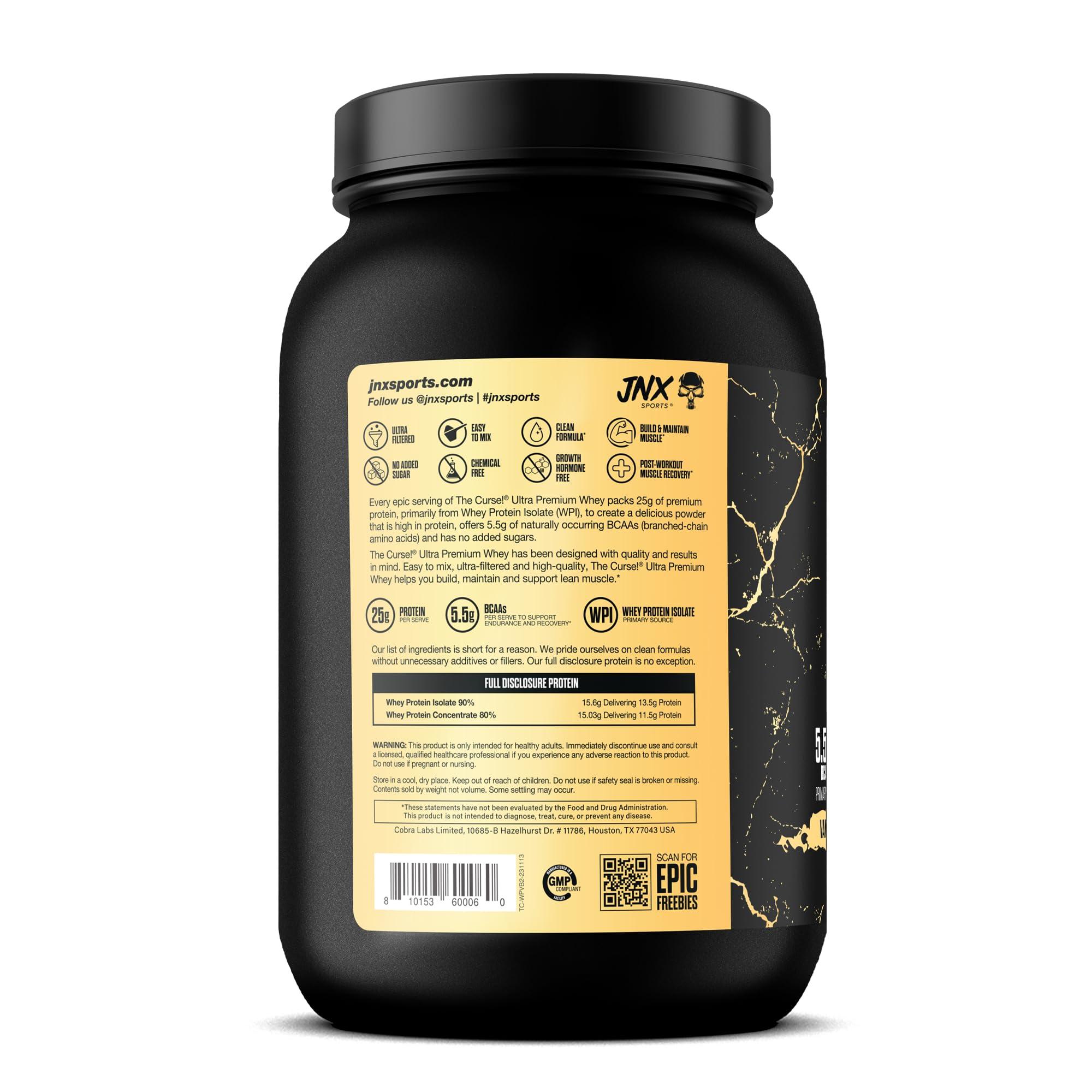 JNX SPORTS JNX SPORTS The Curse! Ultra Premium Whey Protein Powder Vanilla Bean 2lb | 25g Protein Per Serve, Primary Source Whey Isolate