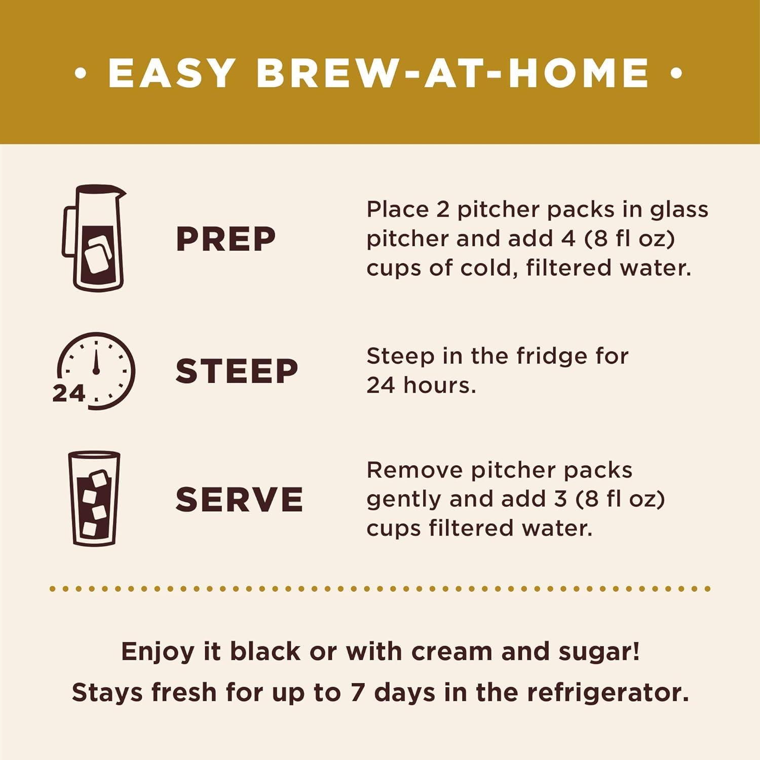 Don Francisco's Don Francisco\'s Organic Cold Brew Coffee Pitcher Packs - Premium 100% Arabica Beans, Medium-Dark Roast, Easy at Home Process, Makes 2 Pitchers (4 Pks) - Smooth, Rich Taste with Chocolate Notes