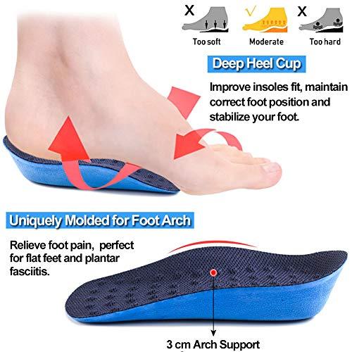 Ailaka Ailaka Height Increase Insoles (Can be Worn in Socks), Arch Support Half Inserts Shock Absorption Heel Lifts Cushion Pads for Men & Women (Small)