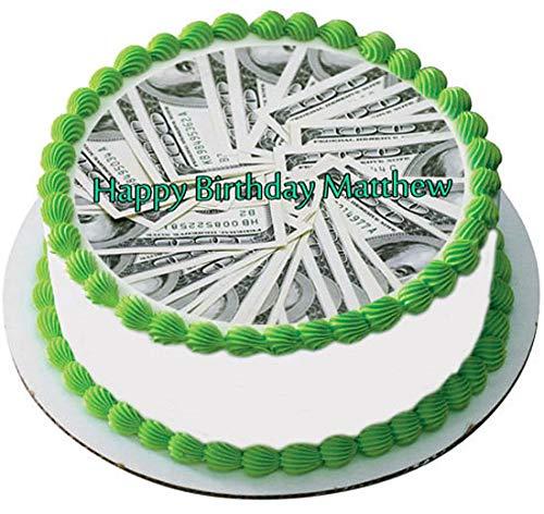 Edible Prints On Cake 100 dollar bills - Edible Cake Topper - 6" round
