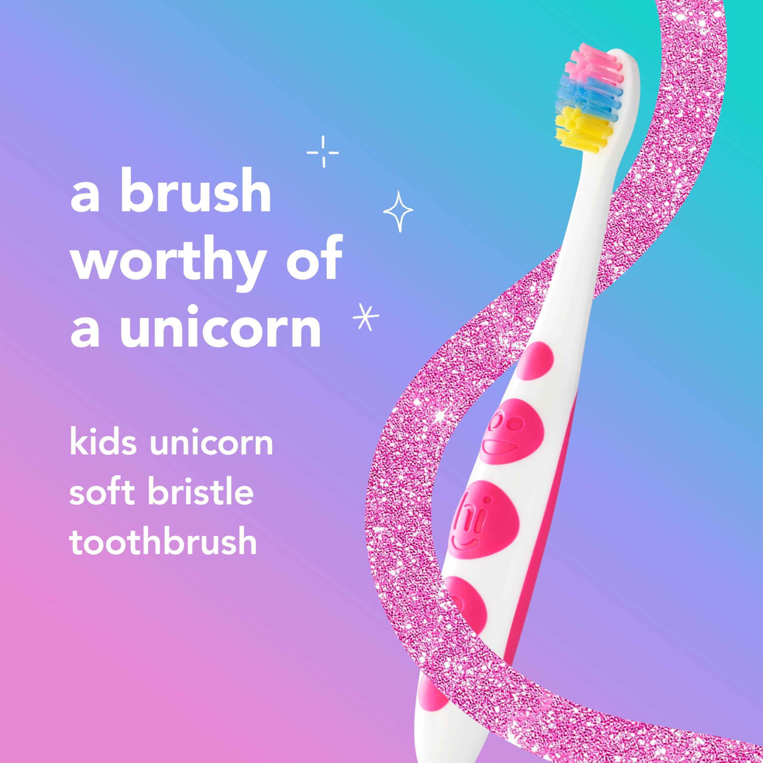 hello hello Unicorn Baby and Toddler Soft Toothbrush for All Ages, BPA Free, Easy to Grip Handle, 6 Count