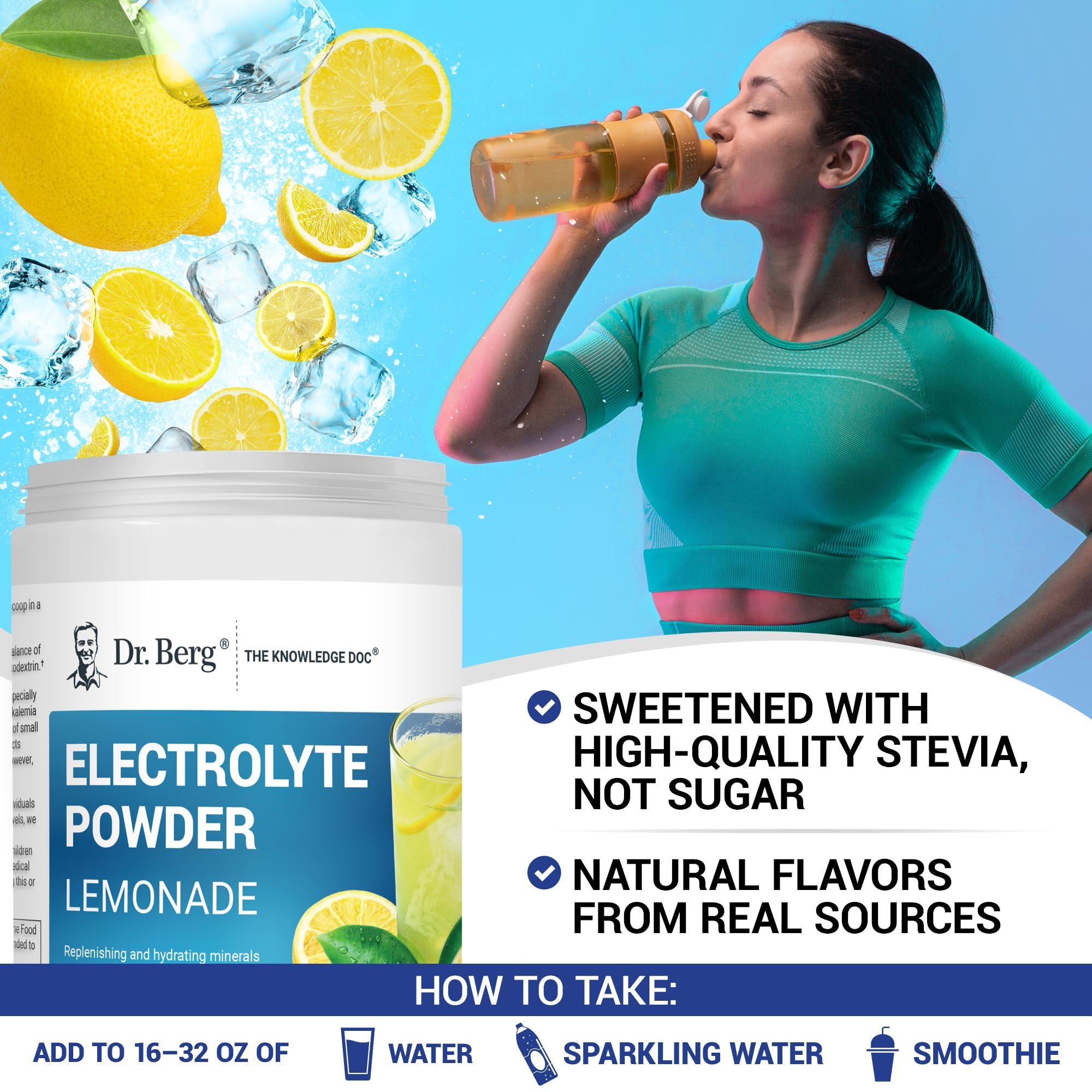 Dr. Berg Nutritionals Dr. Berg Zero Sugar Hydration Keto Electrolyte Powder - Enhanced w/ 1,000mg of Potassium & Real Pink Himalayan Salt (NOT Table Salt) - Lemonade Flavor Hydration Drink Mix Supplement - 100 Servings