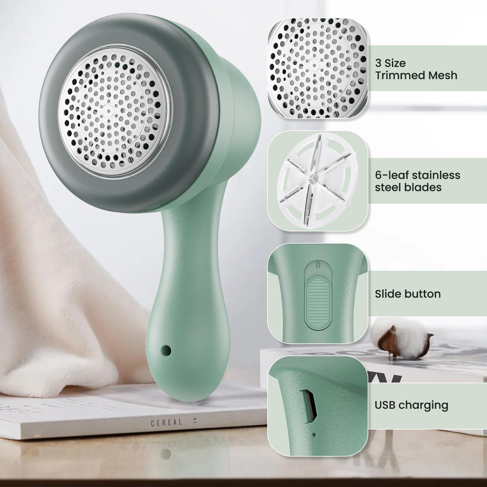 Bubbacare Electric Lint Remover Fabric Shaver, USB Rechargeable Bobble Remover for Clothes Debobbler Clothes Shaver Sweater Shaver Lint Roller Wool Defuzzer Fluff Remover for Clothes Carpet(3 Blades Included)